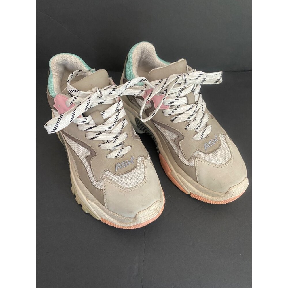 ASH Addict Women's Low Top Street Wear Chunky Dad Sneakers  White Multi 36